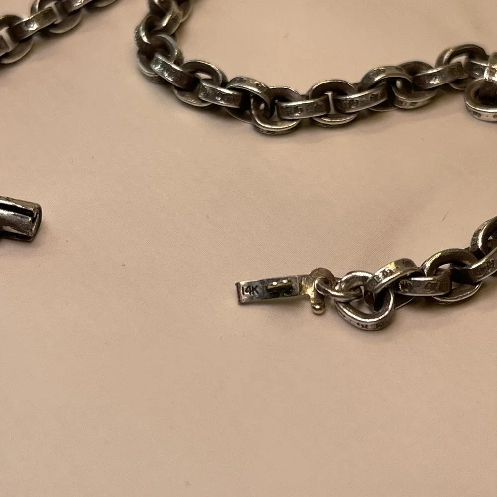 Chrome Hearts Vine Dagger Pendant and 24 Inch Paper Chain Necklace Sterling 925